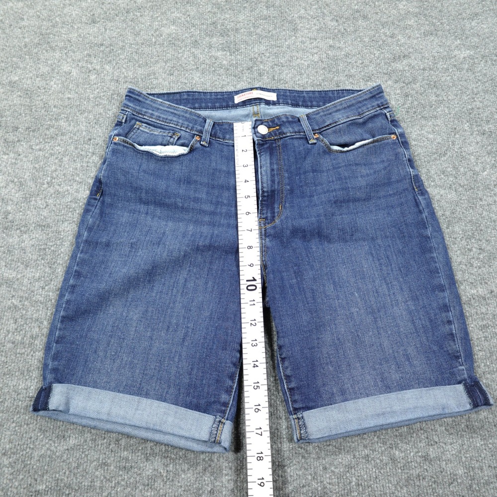 Levis Signature Shorts Womens 12 Blue Bermuda Denim Cuffed Stretch Jorts - Picture 8 of 10